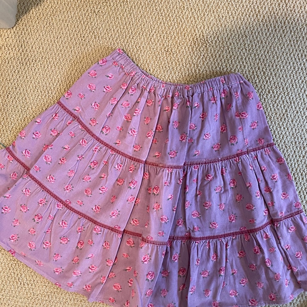 Youth girls mini Boden purple with flowers skirt